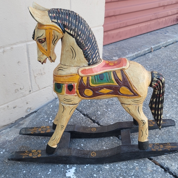 Antique Hand Carved Small Rocking Horse 1900s - Picture 4 of 5